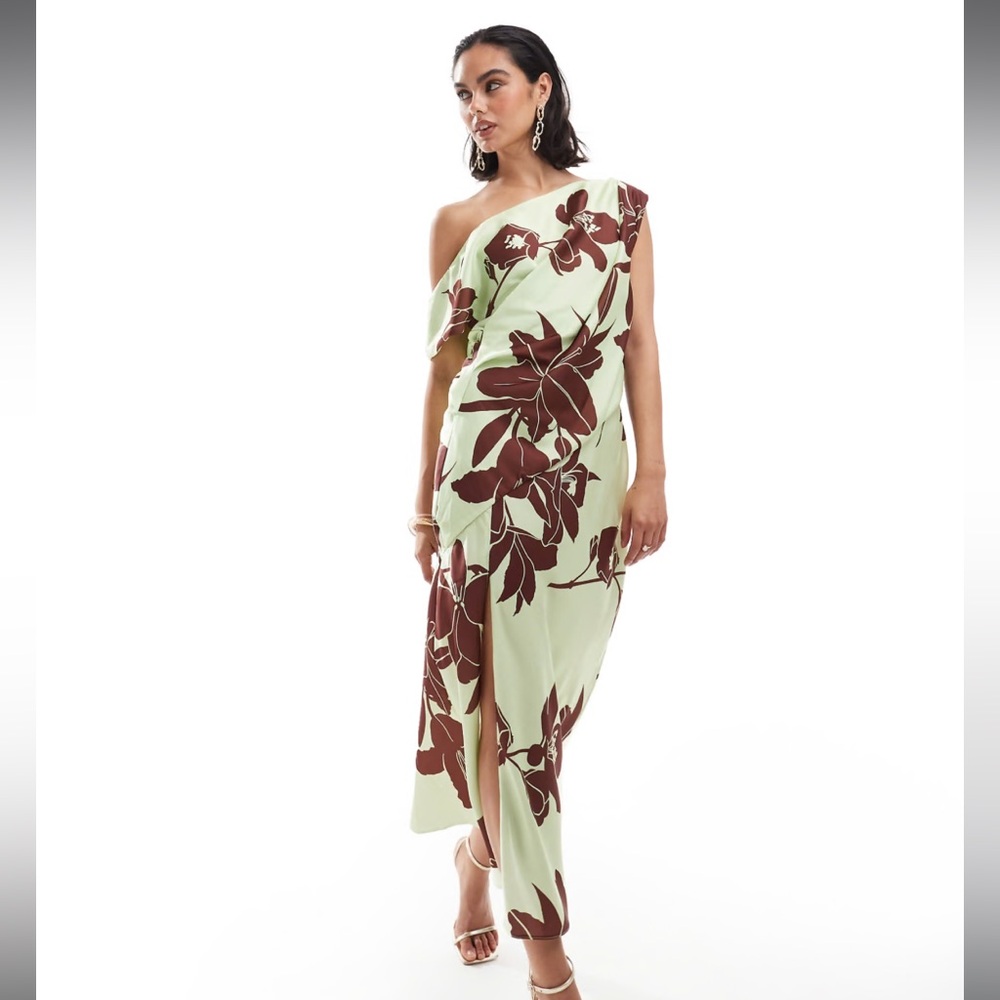 ASOS Green Off-the-shoulder Dress - Size 8